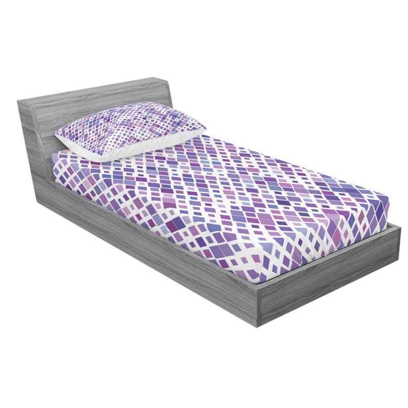 Microfiber Geometric Sheet Set, Twin Sheet Set with 1 Pillowcase