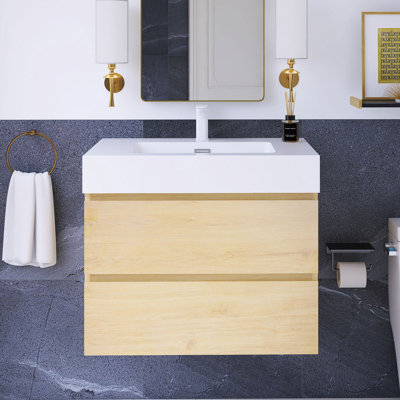 30 po W Meuble-lavabo mural à simple cuve dans le lavabo