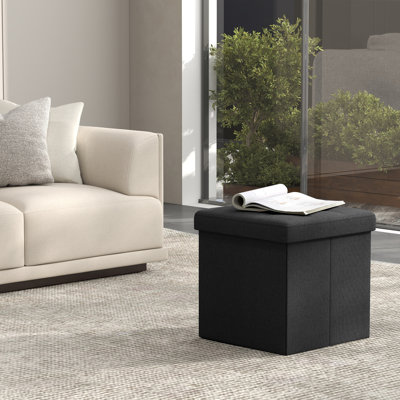 Storage Ottoman, Foldable Small Ottoman Foot Rest, 15 Inches Foot Stool, Cube Ottoman With Storage, Load Up To 660 Lb, For Living Room, Bedroom, Dorm by Mercer41