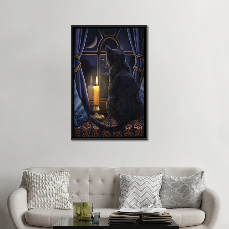 " Midnight Vigil " by Lisa Parker, Black Framed Canvas, No Mat, 48" H x 32" W x 1.5" D