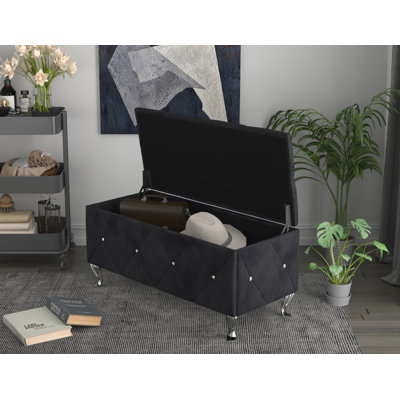 Carnes Velvet Upholstered Storage Bench