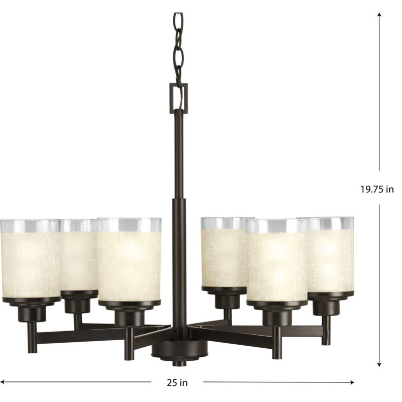 Lustree classique/traditionnel 6 lumières ombrée Nash, Bronze antique
