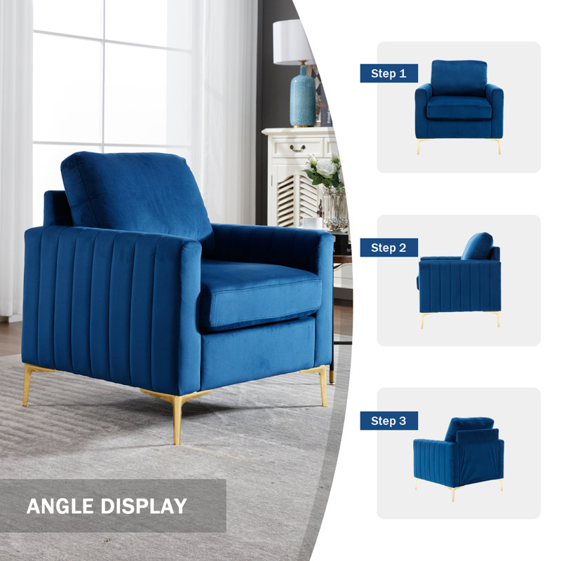 Majzara Modern Upholstered Velvet Club Chair, Navy Velvet