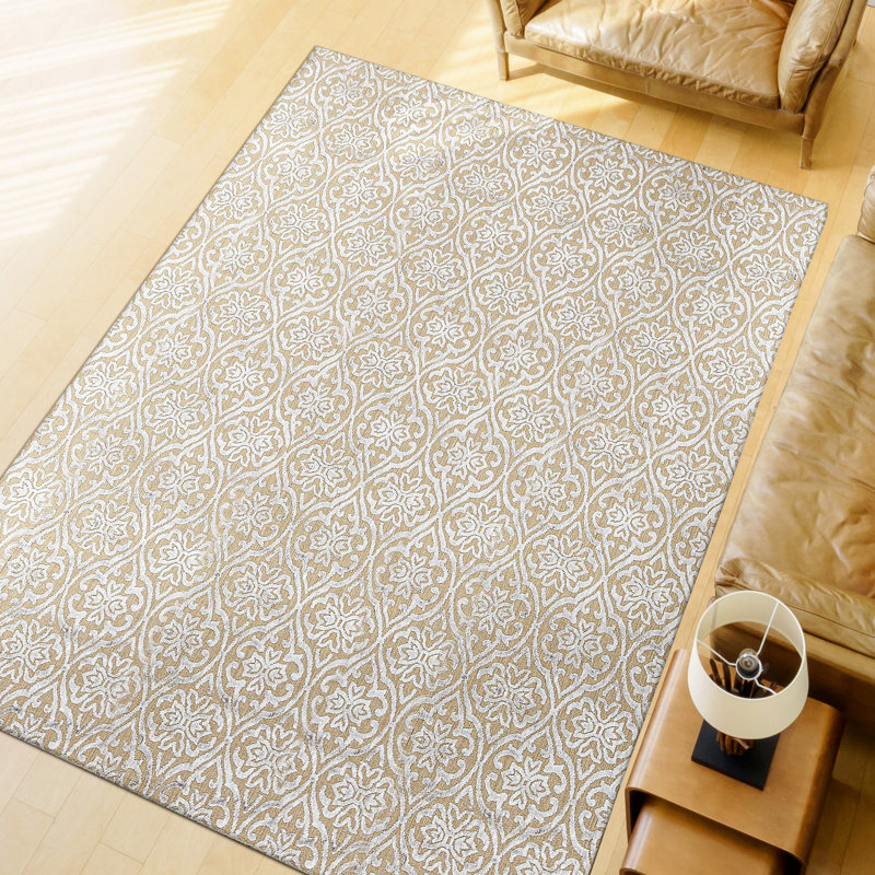 Jakat Ikat Area Rug in Brown, Rectangle 8' x 10'
