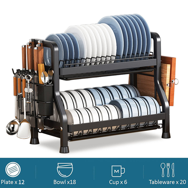 Maynerd Stainless Steel Two Tier Dish Rack