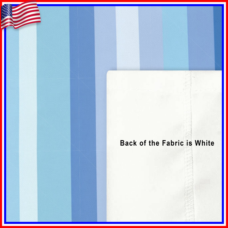 Rideau de douche à rayures - Motif de décor de salle de bain moderne, H 73 po x l 70 po , Blue/Teal/White Striped