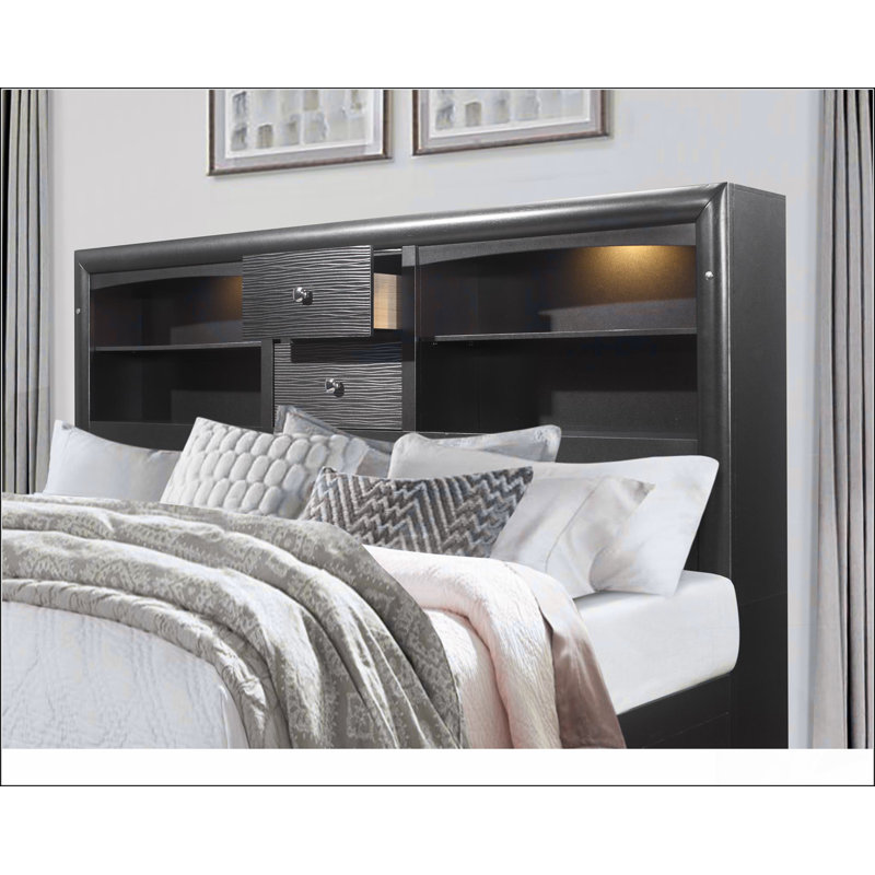 Grand lit gris avec matériaux robustes, durables, modernes et simples, respectueux de l'environnement, facile à installer