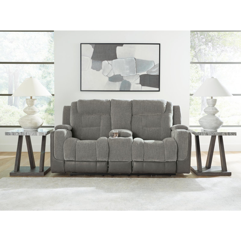 Causeuse inclinable électrique avec console, Gris
