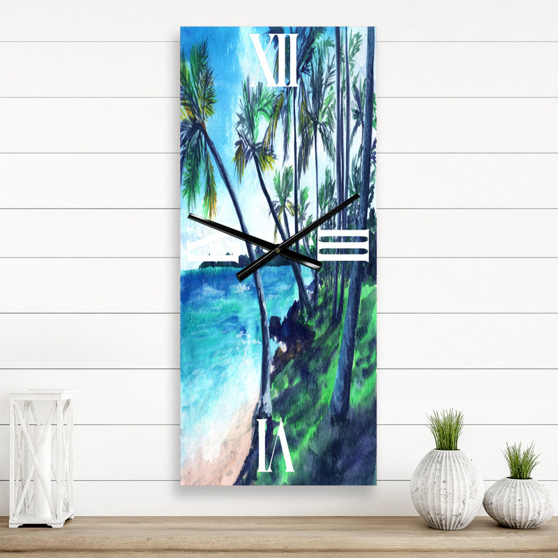Tropical Beach in Summer Paradise - Horloge murale nautique et côtière, Petit