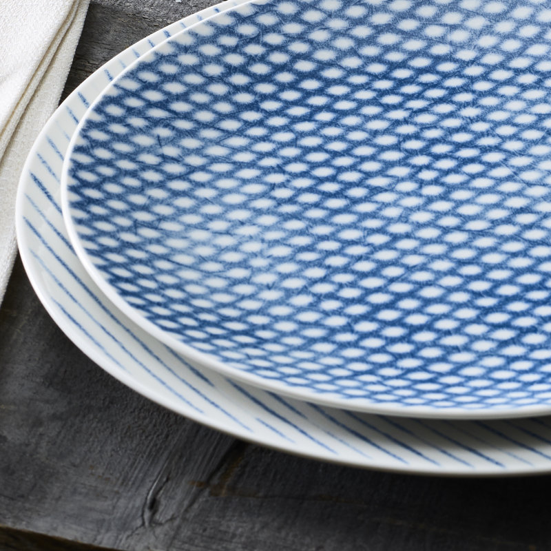 Blue and White Porcelain 12-Piece Dinnerware Set, Service for 4