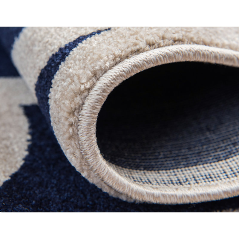 Tapis bleu marine / ivoire Molly, Rectangle 6 pi 1 po x 9 pi