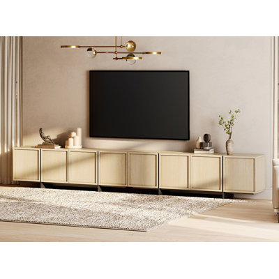 Maisonet New Designed TV Stand For 110 Inch TV, Modern Entertainment Center With 8 Storage Cabinets And T-Shaped Legs, Media Console TV Table For Livi by Ebern Designs