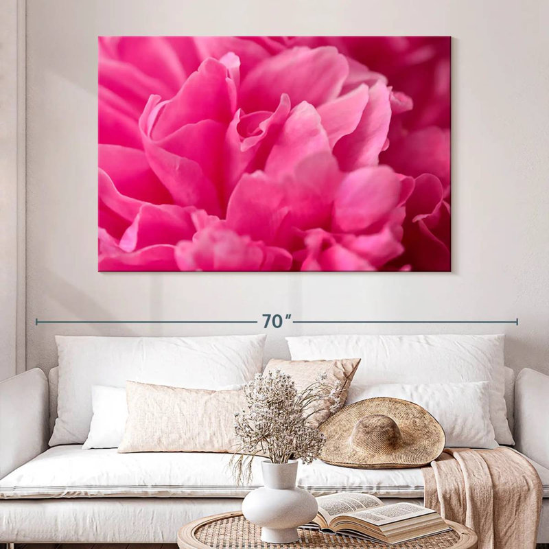 Pivoine rose brillante, H 34 po x l 51 po