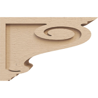 5"W x 15"D x 10"H Classic Scroll Rough Cedar Woodgrain TimberThane Corbel, Primed Tan