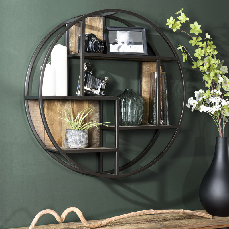 McComb 3 Piece Circle Mahogany Solid Wood Floating Shelf