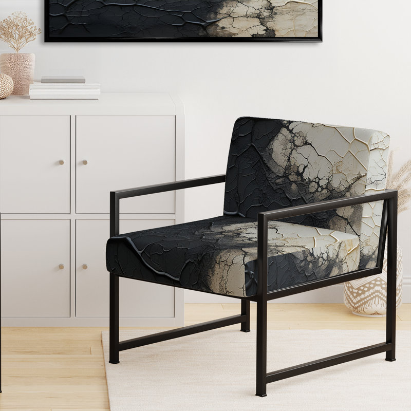 Abstract Split - Chaise d'appoint rembourrée abstraite, Noir