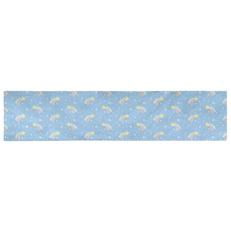 Chemin de table géométrique avicia, 91,5 po x 17,5 po, Bleu, Coton