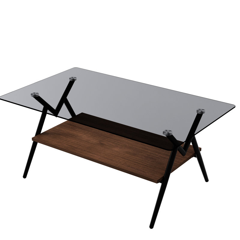 Tables de salon à la mode - verre trempé et combinaison pratique pour la construction de tables de style 3, Gris, Noir / brun