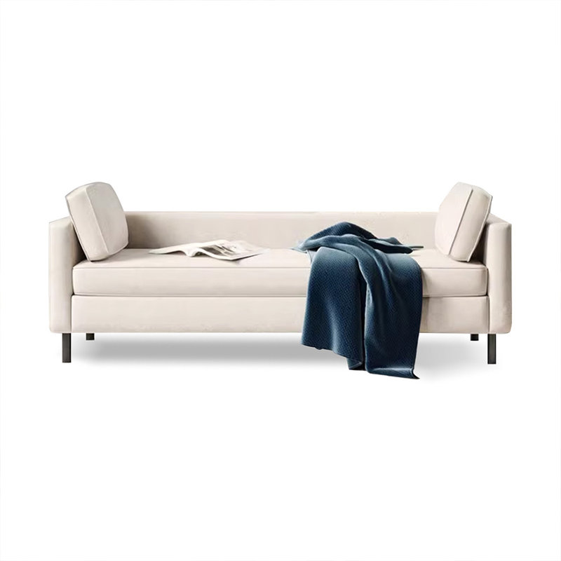 Banc rembourré blanc crème, H 21,65 po x l 70,87 po x P 21,65 po