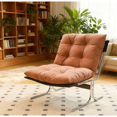 Fauteuil en cuir, fauteuil d'appoint moderne à haut dossier, chaises de salon avec pieds en métal et rembourrage doux, chaises de canapé pour le bureau personnel, la chambre à coucher, la salle à manger (brun - 1 pièce)