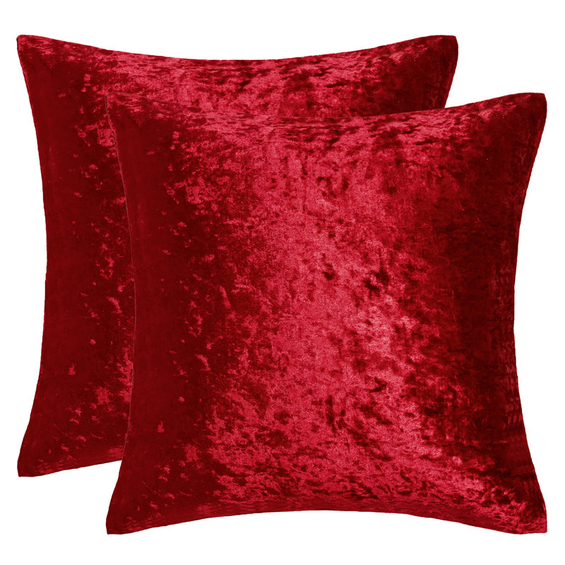  Velvet Pillow Cover, Red, 20" H x 20" W