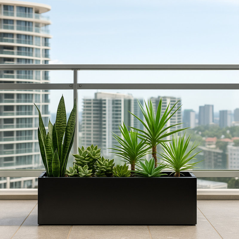 Jardinière rectangulaire Kozyard 38 po L x 15 po l x 16 po H, jardinière en méta pour utilisation intérieure et extérieure par tous les temps, avec trous de drainage et doublure de culture amovible pour plantes, fleurs et arbustes