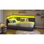 Structure de lit d'angle avec tiroirs de rangement, canapé-lit simple avec rails revêtus de tissu métallique, unité de lit avec lumières à DEL et station de charge, structure de lit simple moderne (beige)-1177235440-1202325672