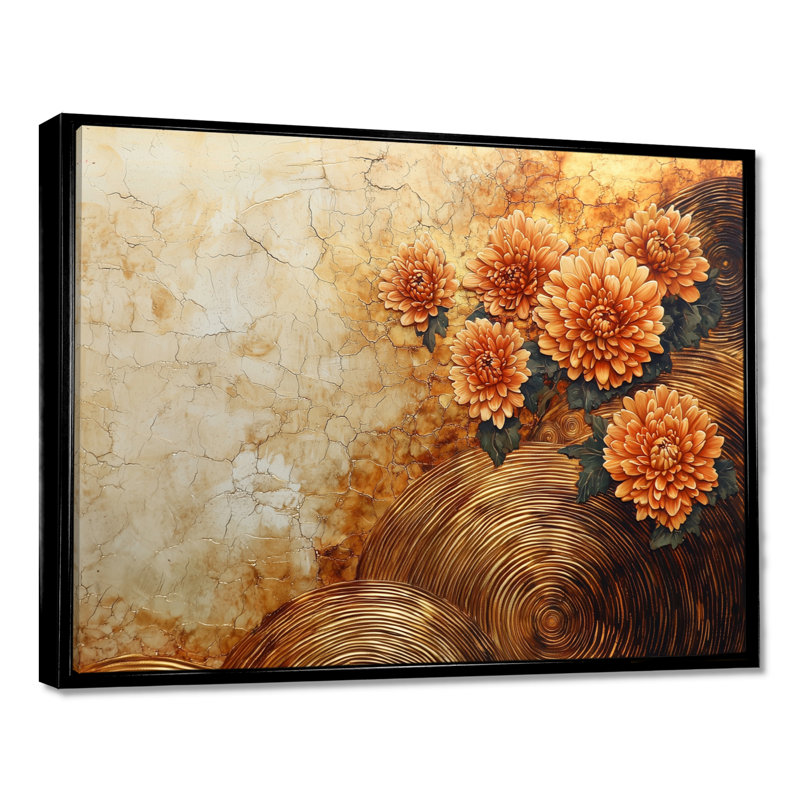 Automne, fleurs de chrysanthème sur un plateau en bois, diapositive III - Chrysanthèmes, art mural, H 34 po x l 44 po, Noir
