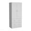Armoire avec portes doubles, 2 tiroirs et tringle blanche-910529986