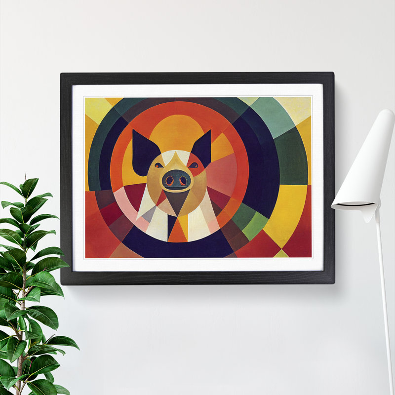Abstract Pig - Framed Print, Black, 34cm H x 46cm W x 2cm D