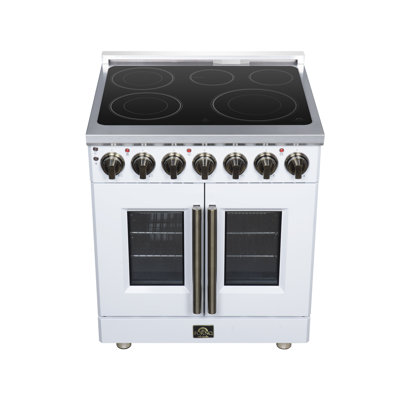 Alta Qualita Massimo 30-inch French Door Electric Range White, 5 Elements, 4.32 cu.ft. with Air Fryer