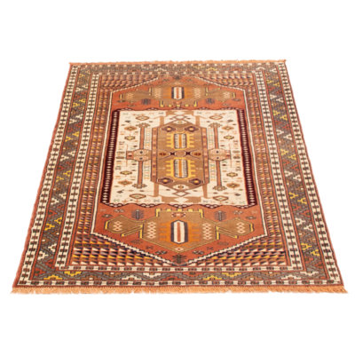 One of kind Hand-Knotted Melis Vintage Cream Rug 4'1" x 6'0"