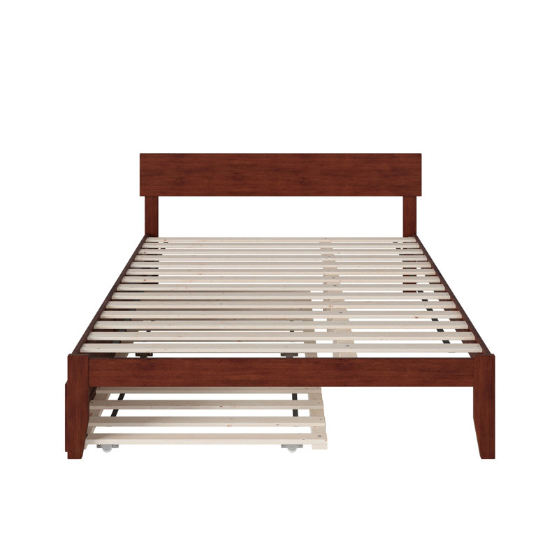 Lit plateforme avec lit gigogne Akiva, Noyer, Grand