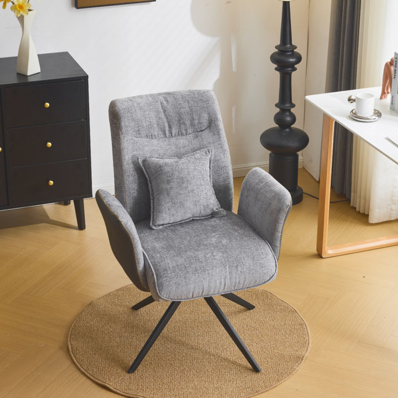 28.3” W Chenille Dovetail Swivel Office Chair, Gray