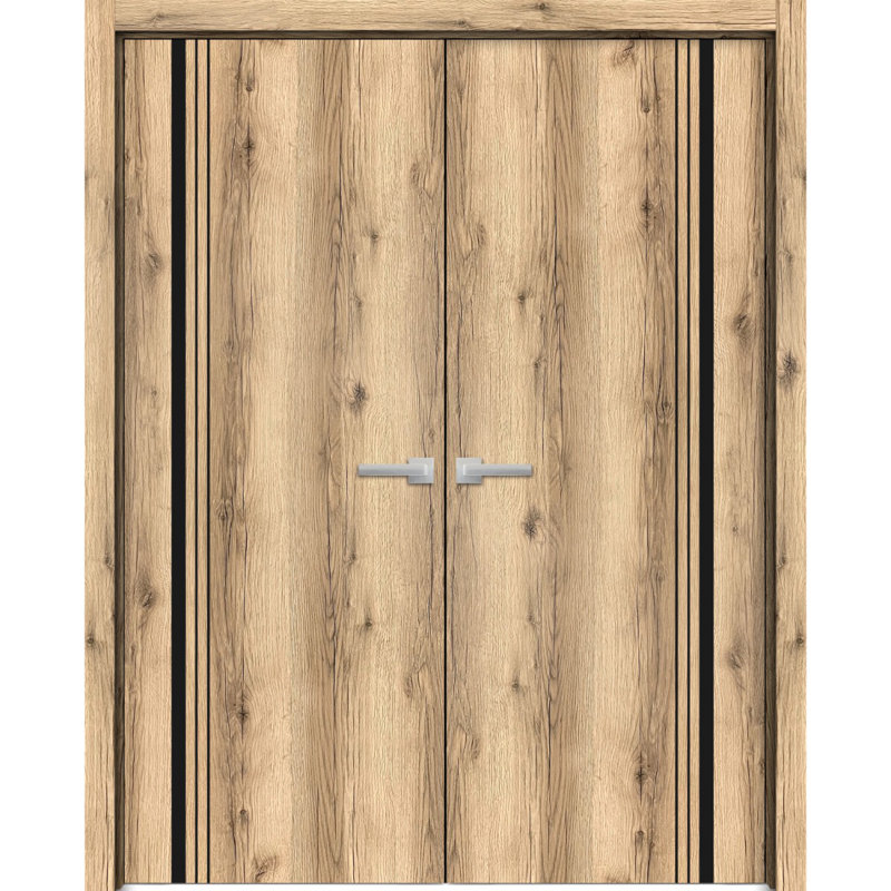 Portes françaises en bois massif massif, 64 po x 96 po, Chêne