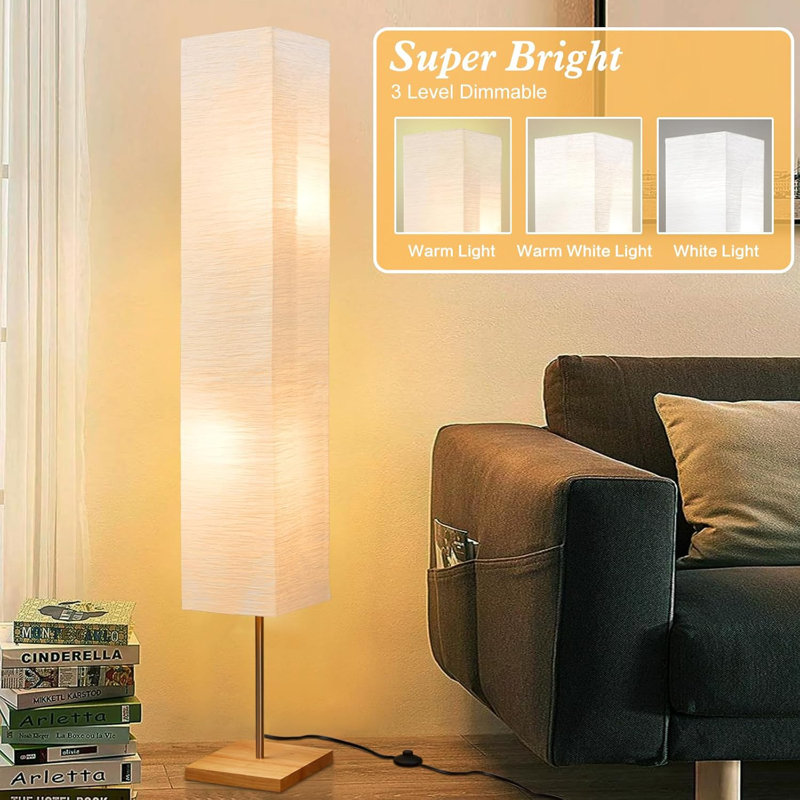 Lampe sur pied 65 po pour le salon, lampe sur pied à 3 réglages d'intensité pour la chambre à coucher