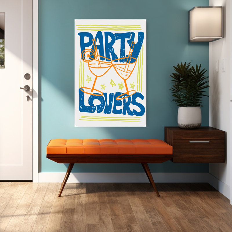 «Party Lovers Cheers», rétro, rétro, paysage naturel, art mural, H 48 po x l 32 po