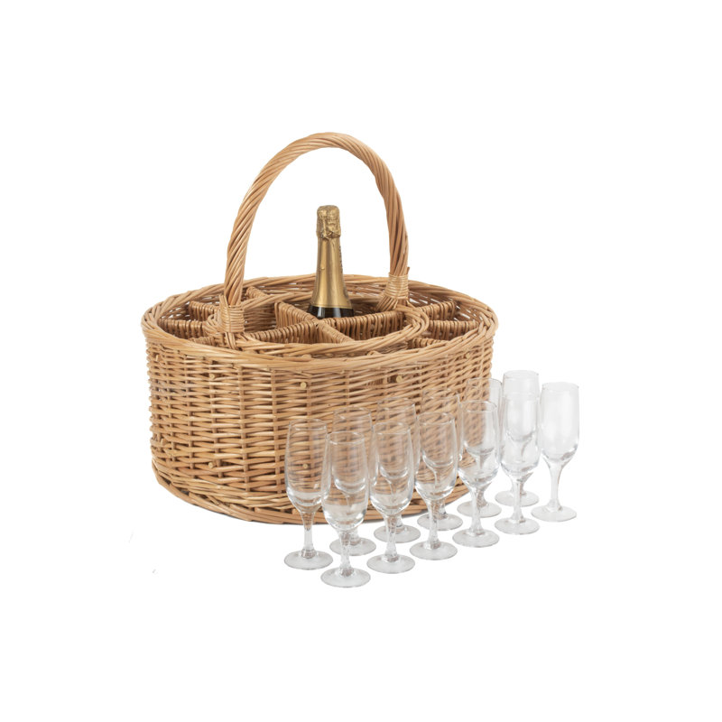 Wicker Garden Party Drinks Carrier Basket