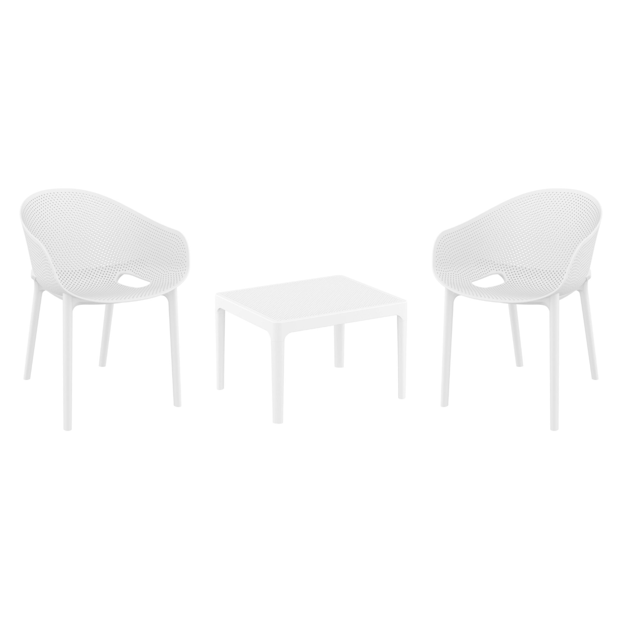 Farrah Sky Armchair 2 Person Seating Set, White