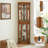 Corner Curio Cabinet Lighted Corner Display, Glass Display Shelf Shelving Bar Cabinet With Tempered Glass Door, Bar Cabinet,Cabinet With Adjustable Shelf Glass Cabinet Shelves Bead Bulb Included OAK-2028195049
