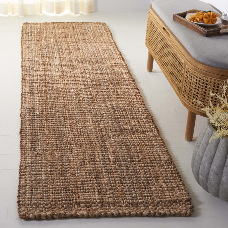 Tapis en jute tissé à la main Kidane, Tapis de couloir 2 pi 3 po x 15 po