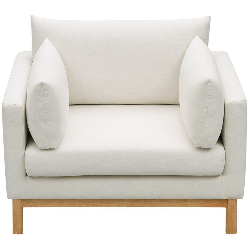 Langham Sellars 44" W  Linen Textured Fabric Chair, Cream Linen Textured Fabric