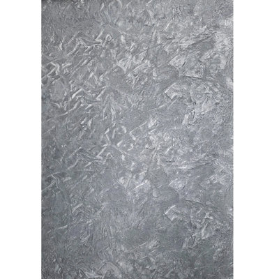 Papier peint texturé en plâtre froissé gris foncé argenté