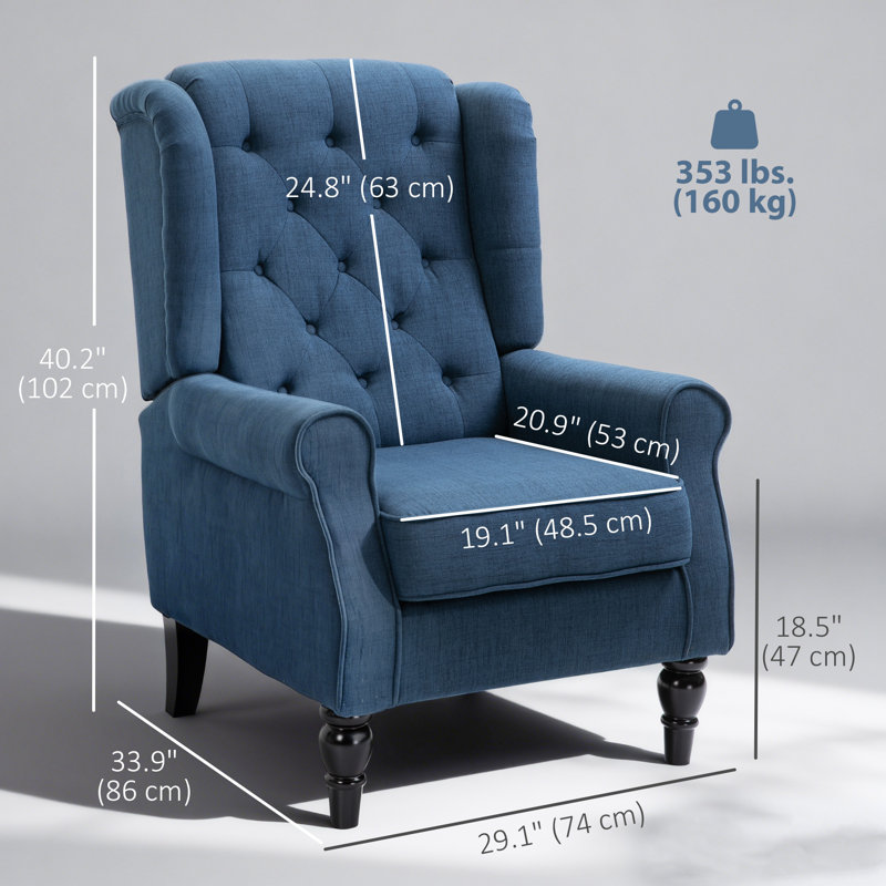 Lachesis Wingback Chair, Blue Polyester