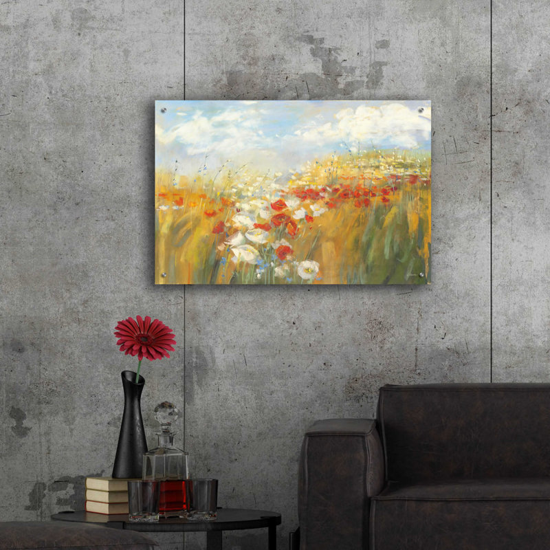 Coquelicots et larks "par Carol Rowan, acrylique, H 24 po x l 36 po x P 0,2 po