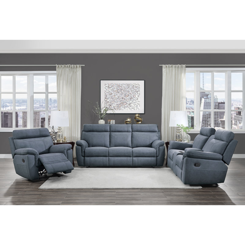 Glider Reclining Chair Microfiber Blue