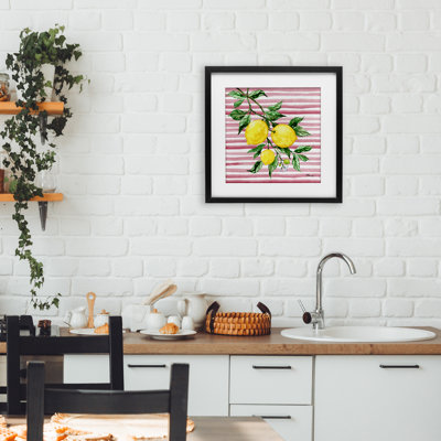 Juicy Lemon Vine Framed Print Under Glass, design by Paul Brent