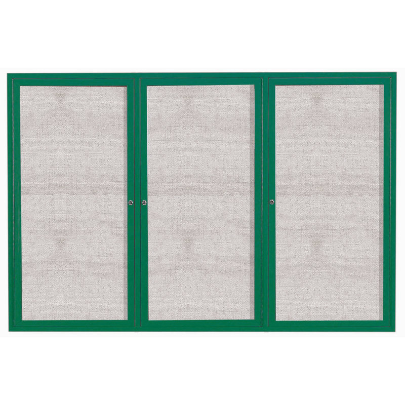 Tableau d'affichage mural fermé, Aluminium anodisé satin transparent, H 48 po x l 96 po