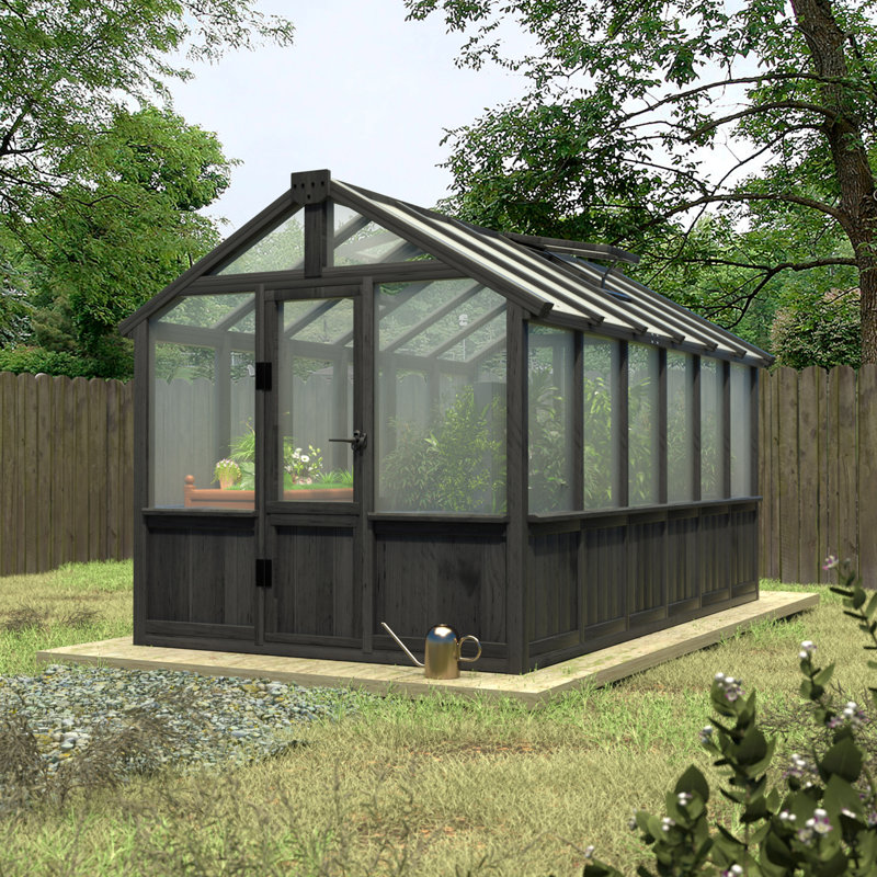 Outdoor Wooden Polycarbonate Greenhouse 6x8Ft, 96.69" D