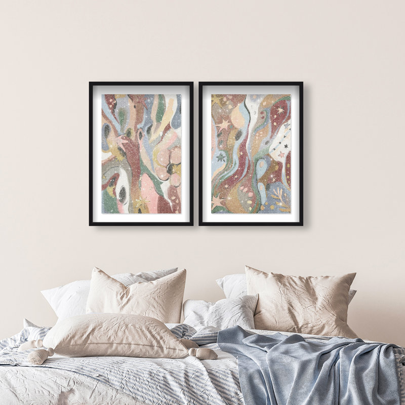 Modern Folk Set Set by Oliver Gal, 51"H x 35"W, Black Shadowbox